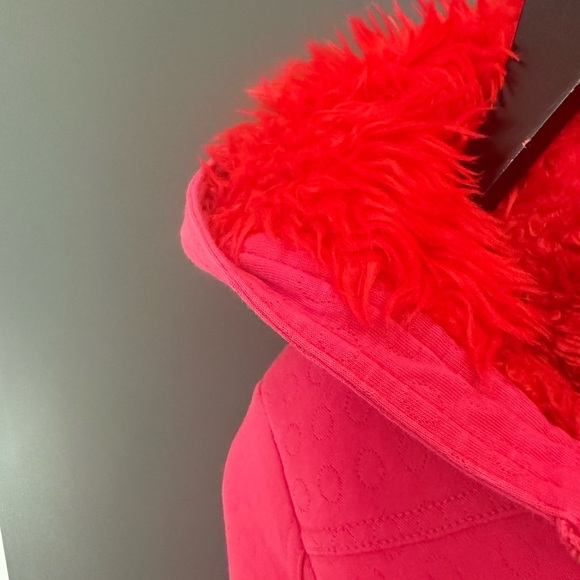 Marc By Marc Jacobs S Y2K vibe Pink Hoodie Sweatshirt with red faux fur hood GUC - Picture 6 of 16